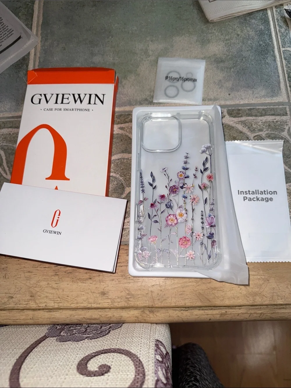 Clear Floral Phone Case with Pink & Purple Wildflowers
